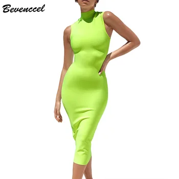 

Bevenccel 2020 New Arrival Sexy Women Bandage Dress 2020 Sleevelesss Turtleneck Elegant Bodycon Evening Party Dress Vestidos