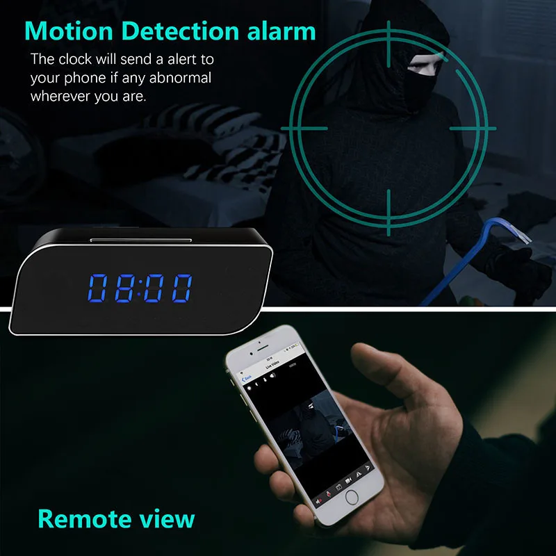 1080P wifi мини-камера с будильником времени беспроводной Няня часы P2P IP/AP безопасность ночное видение Обнаружение движения домашний секретный скрытый TFcar