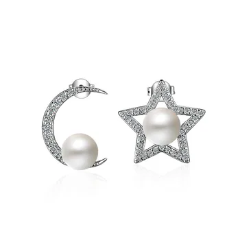 

XIYANIKE Charm Luxury Pearl Zircon Crystal Irregular Earring For Women Sterling-silver-jewelry Stud Pendientes VES6637