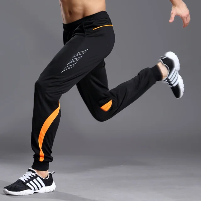 Pantalones deporte chandal, обтягивающие футбольные мужские тренировочные штаны для футбола, мужские спортивные штаны для фитнеса, пешего туризма, тенниса, бега - Цвет: black orange