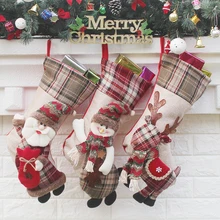 Рождественская украшения вышитые Рождественские носки подарок конфеты висит сумка Санта Клаус Снеговик отель украшения дома