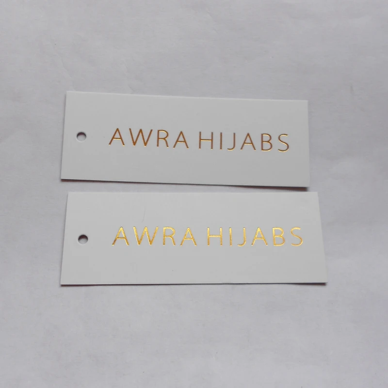 

(1000 pcs/pack) Customized paper hang tags garment paper with golden/silver stamping HANG label / swing tags