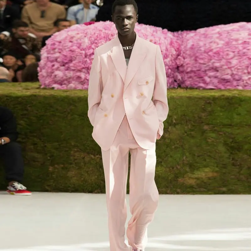 

Wide Peaked Lapel Pink Prom Suits Men Wedding Suits Groom Wear Jacket Man Blazers Slim Fit Terno Masculino Costume Homme 2Pieces