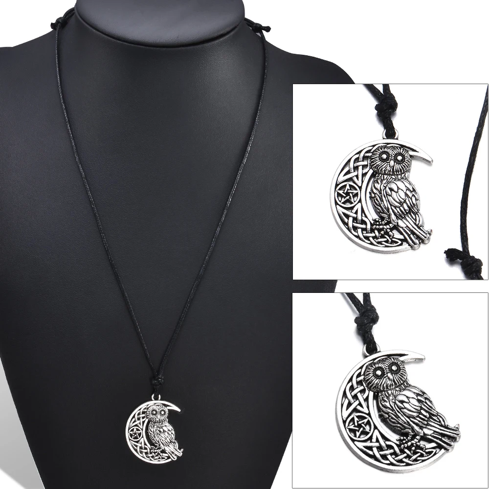 Модные женские мужские винтажные богини полумесяц Кулон Сова Веревка Цепи Подарочные ожерелья украшения