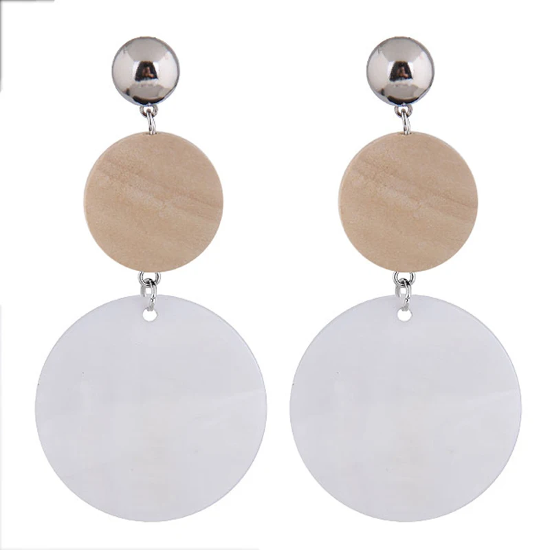 

New Design Round Golden Shell Drop Earrings Women Fashion long big Earrings Geometric vintage statement wedding Jewelry
