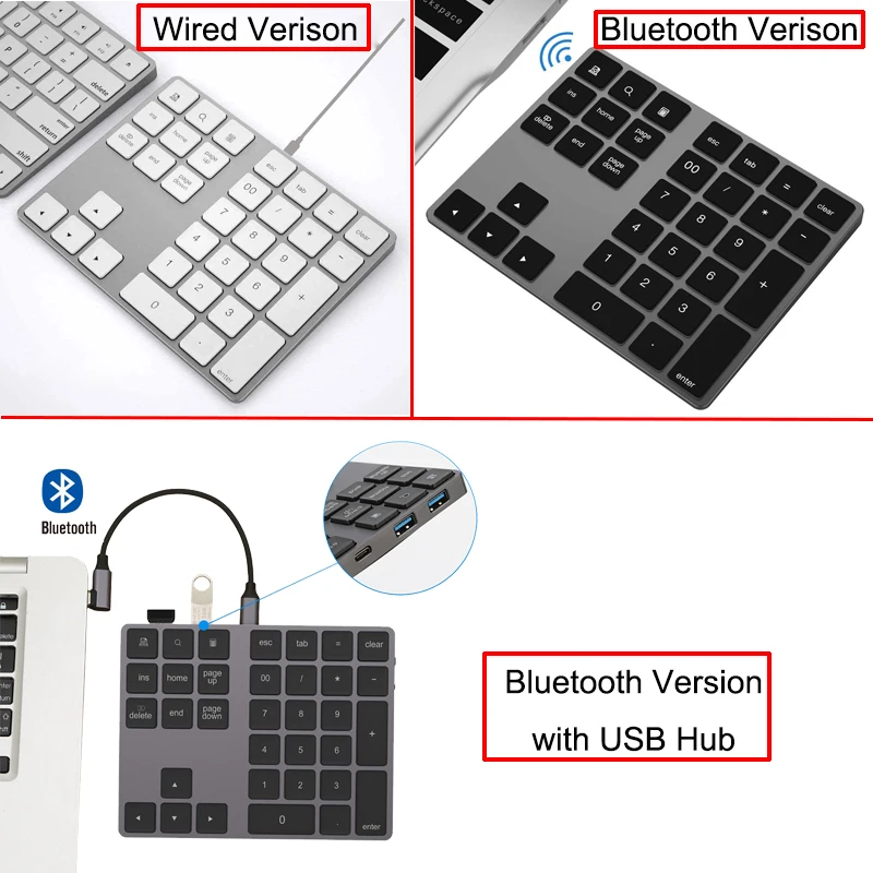 AVATTO ультра-тонкий алюминиевый 34 клавиши Bluetooth беспроводная цифровая клавиатура номер клавиатура с ножничным переключателем для ПК поверхности планшета