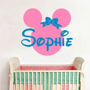 

Removable Personalized Custom Children Name Minnie Mouse Wall Sticker Girls Bedroom Art Decorative Vinyl Wall Decals Y-620