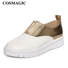 COSMAGIC/Новинка года; женские лоферы; кроссовки; Повседневная обувь; модные однотонные слипоны с круглым носком; обувь для вождения на плоской платформе