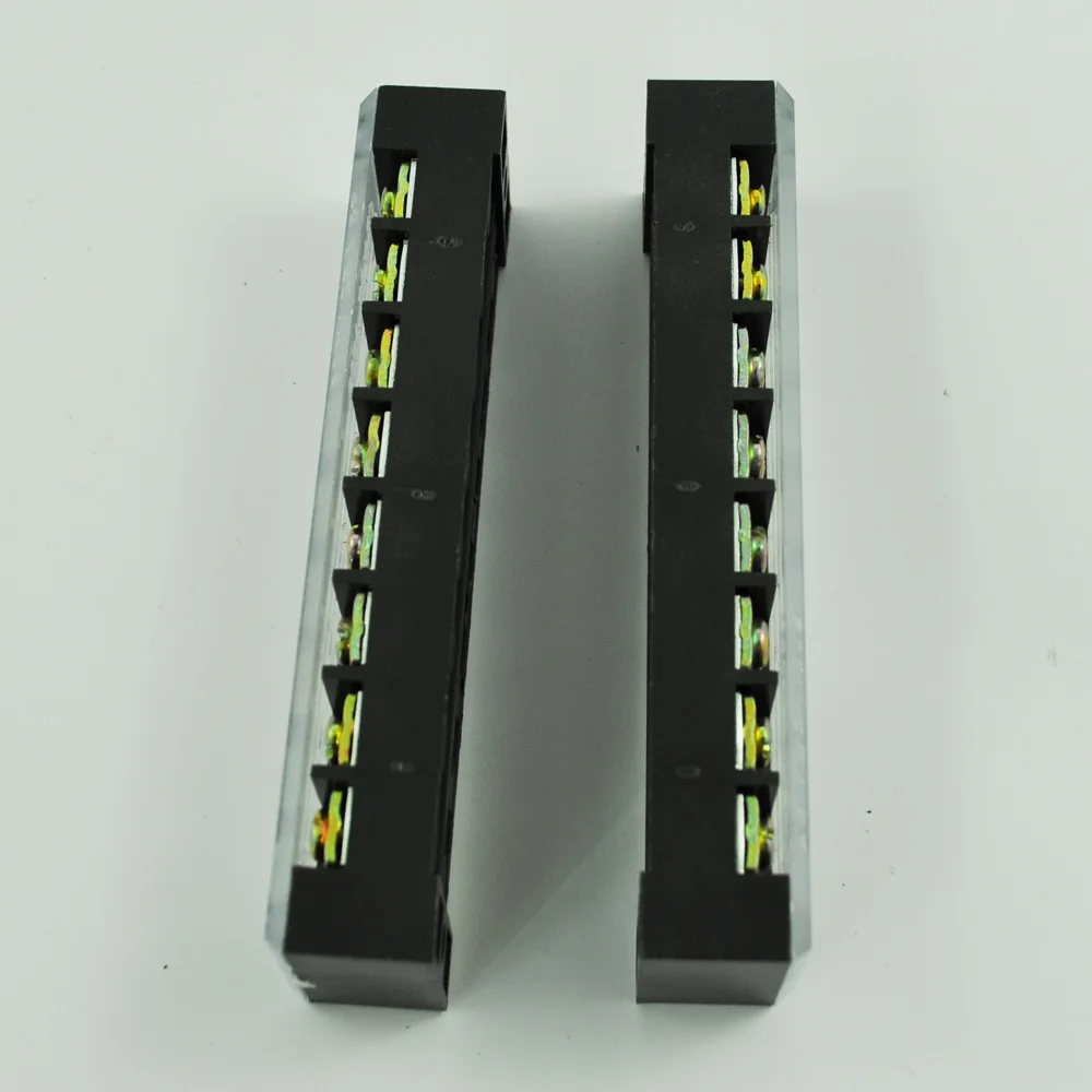 HHTL 2 Pcs 8 Position Double Row Screw Terminal Covered Barrier Strip