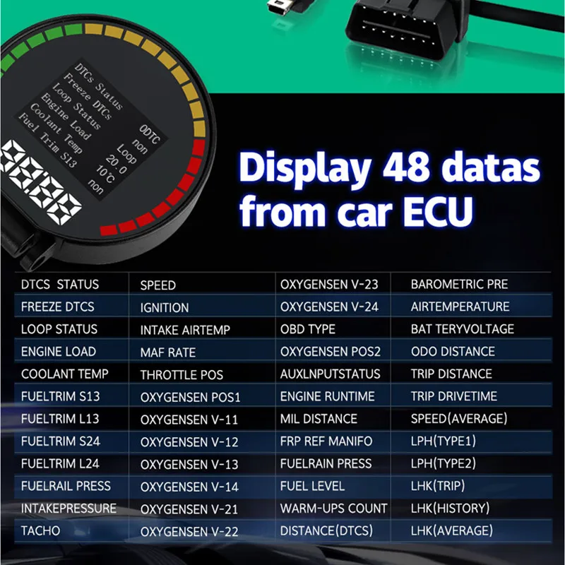 GEYIREN P15 дисплей hud obd2 температура автомобиля км/ч MPH турбо повышение давления скорость проектор на лобовое стекло для автомобиля HUD