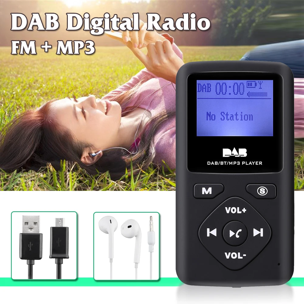 

1.8inch Portable DAB/DAB+ Digital Radio Receiver bluetooth MP3 Player Support TF Card Outdoor Calling hands-free With Earphone
