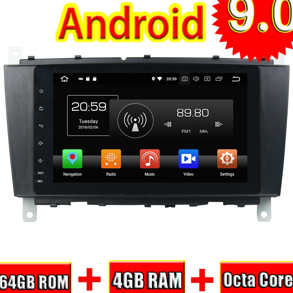 Topnavi Android 9,0 автомобильный gps-навигатор для Benz C-Class W203(2004 2005 2006 2007) CLC G Class W467(2008-2011) CD плеер без DVD