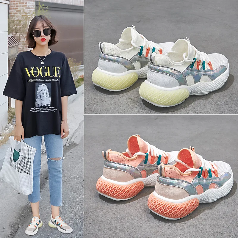 

Summer Mesh Breathable Hollow Sneakers 2019 New Wild Casual Ins Super Fire Net Red Old Shoes Female Tide
