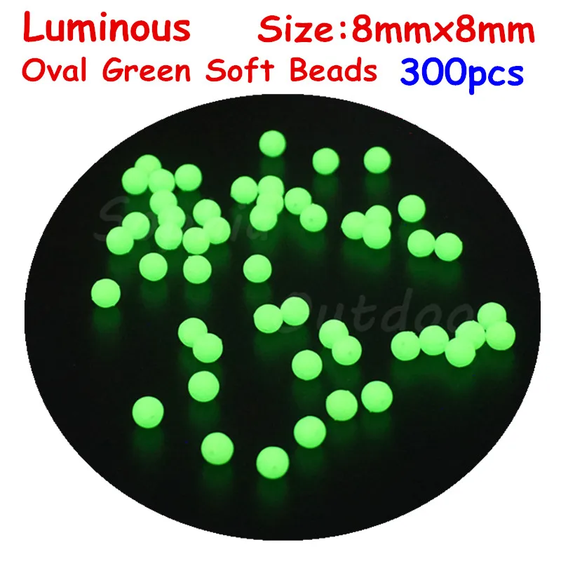 300pcs 8 * 8mm Glow Soft Fishing Beads 8mm Round LUMO Luminous Beads  Premium Quality Green