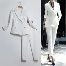 Women Autumn Fashion Formal Suits Elegant Office Lady Career Work Wear Casual 2 piece set Tops and Pants TB