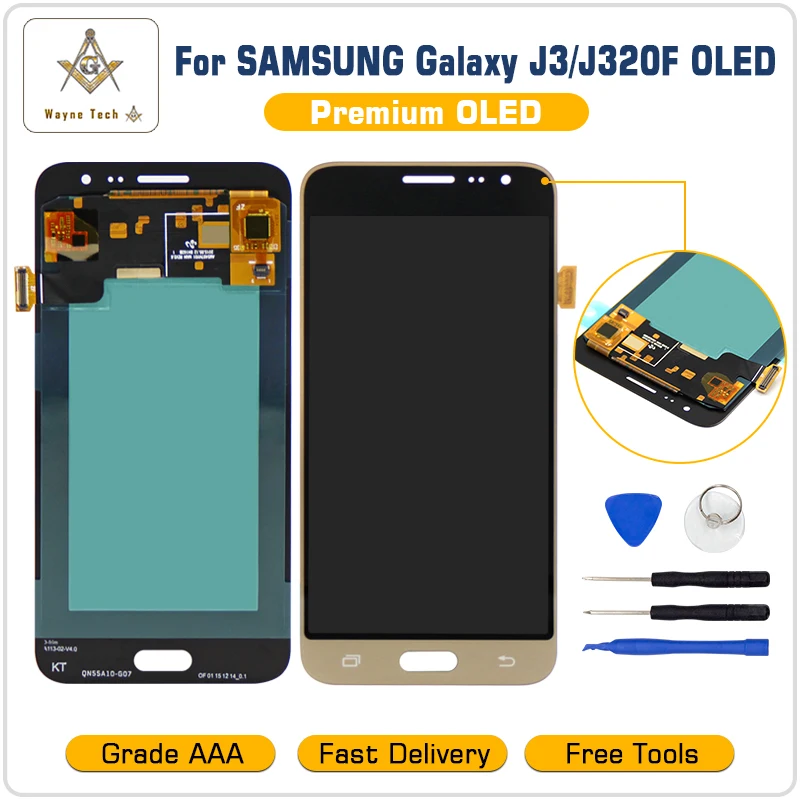 OLED Экран для samsung J320 Дисплей для GALAXY J320F ЖК-дисплей Дисплей с сенсорным экраном дигитайзер в сборе J3 J320A Дисплей