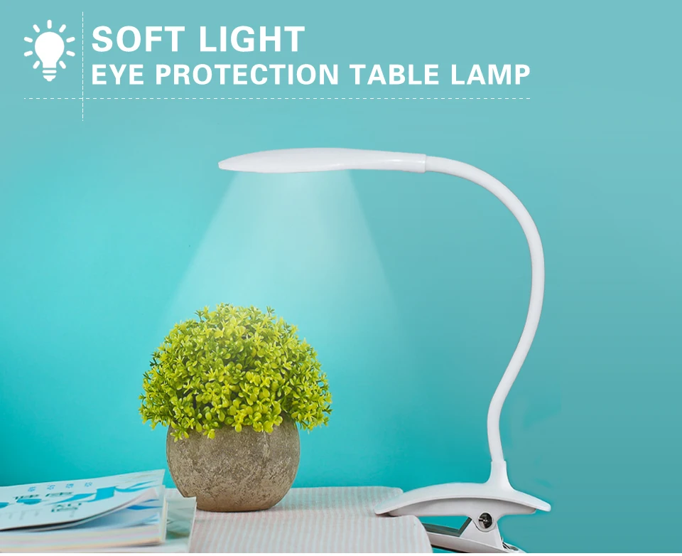 5V USB LED Table Lamp Children Eye Protection Study Reading Night Light With Clip (1)
