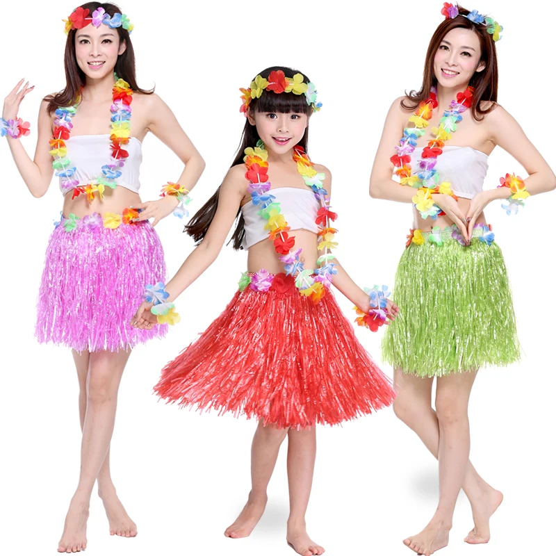 30/40/60/80cm Fun Hawaiian Grass Skirts Patry Decor Hawaii Kids Grass Skirts  Hallowmas Xmas Show Dance Activity Grass Hula Skirt
