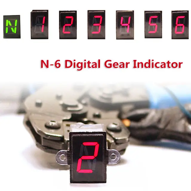 Universal LED Motorcycle Gear Indicator N 6 Speed Shift Clutch Lever
