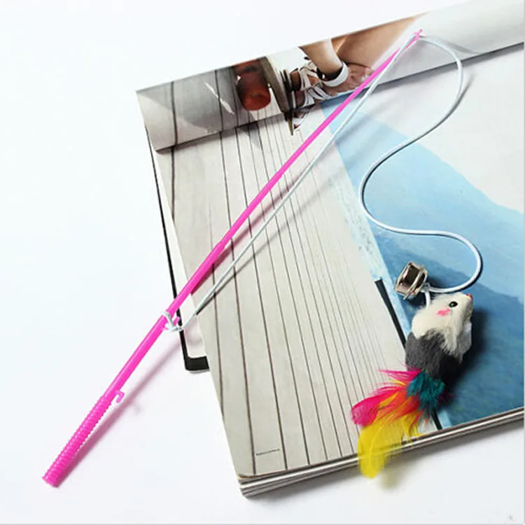 Высокое качество Пластиковые перья мыши забавная игрушка для кошек забавная игра игрушка для домашних животных Колокольчик для кошки висячая искусственная мышь Roped стержень
