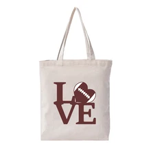 White Baseball Canvas Tote Bag Love Print Beach Bag Eco Friendly Shopping Tote Personalized Drop Shipping calico print tote bag