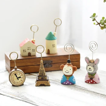 

5PCS Animal Cartoon Cute Memo Clip Holder Resin Decorative Photo Holder Note Stand
