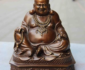 

Chinese Folk Bronze Copper Wealth Happy Laugh Sack Monk Maitreya Buddha Statue