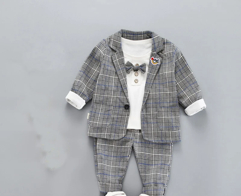 Dollplus/Детские костюмы для мальчиков на свадьбу; комплект из 3 предметов; Костюм Джентльмена для мальчиков; Праздничная детская одежда для свадьбы; элегантные вечерние костюмы для мальчиков - Цвет: blue