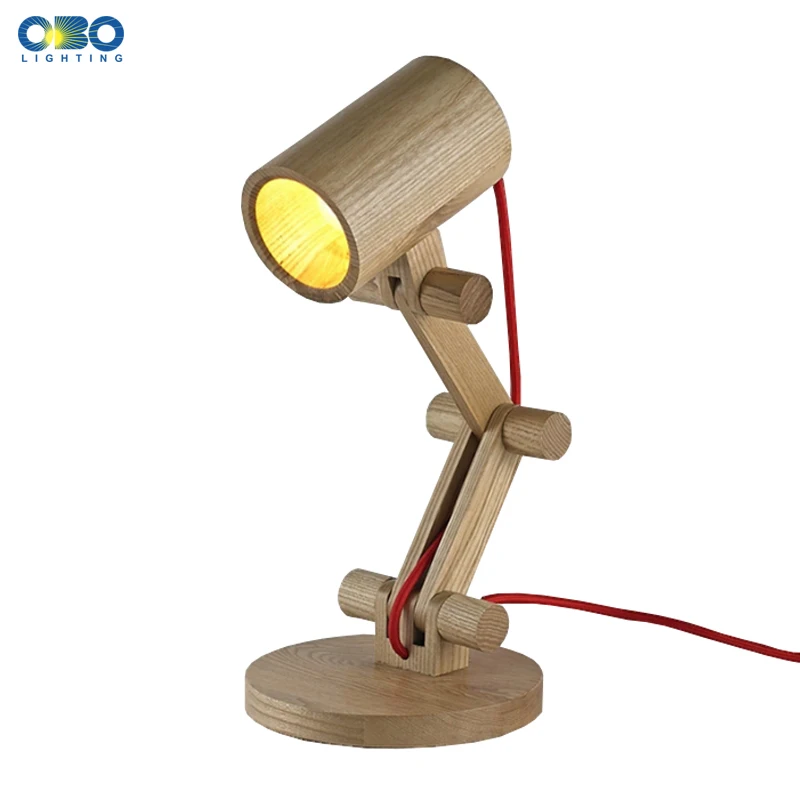 Modern Wood Adjustable Cylinder Table Lamp Study Desk Light Bedroom Bedside Decoration Lighting
