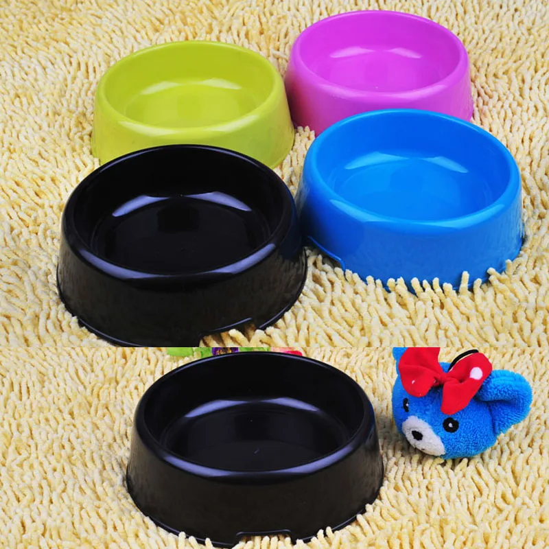 

3 Size Candy Color Plastic Dog Feeding Bowl Cat Puppy Food Dish Pet Drink Water Bowl Non Slip Eating Feeder Random Color