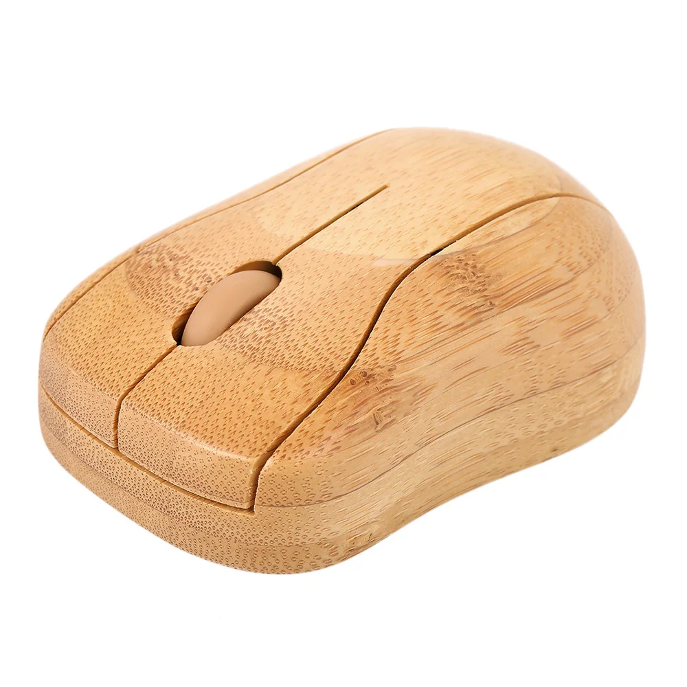 

2.4G Wireless Mouse Optical Bamboo 3 Adjustable DPI Computer Mouse with USB Receiver for Notebook PC Laptop Computer Yellow