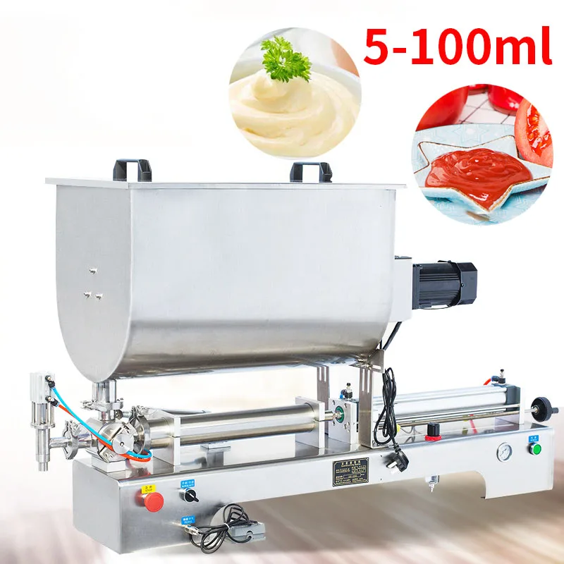 

5-100ml Horizontal Pneumatic Stirring Function Chili Sauce Sesame Paste Sauce Filling Machine