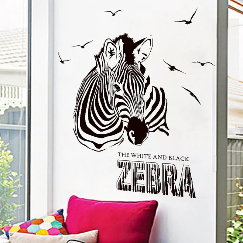 

Creative zebra wall sticker PVC Material waterproof art wall decals For Living room sofa background wall home decor sticker