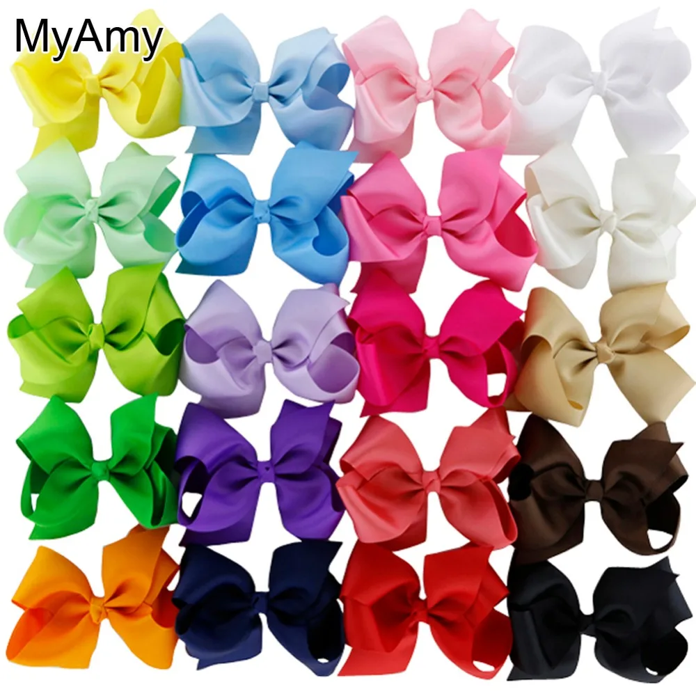 

MyAmy 40pcs/lot 4.5'' boutique hair bows grosgrain ribbon bow WITH alligator clip for baby girls children kids teens toddler