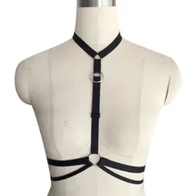 Фетиш одежда O Воротник Жгут-полиэстер Средства ухода за кожей груди и Средства ухода за кожей Шеи клетка с o Кольца в черном 90-х сексуальное рабство жгут Средства ухода за кожей костюм o0252