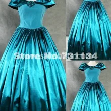 Благородный синий ретро готический, викторианской эпохи платье для реконструкции гражданской войны Southern Belle Платья для вечеринок на продажу