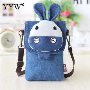 

Children Cartoon Rectangle Crossbody Women Casual Mini Girl Shoulder Bags Canvas Soft Surface Zipper Phone Small Bags Back