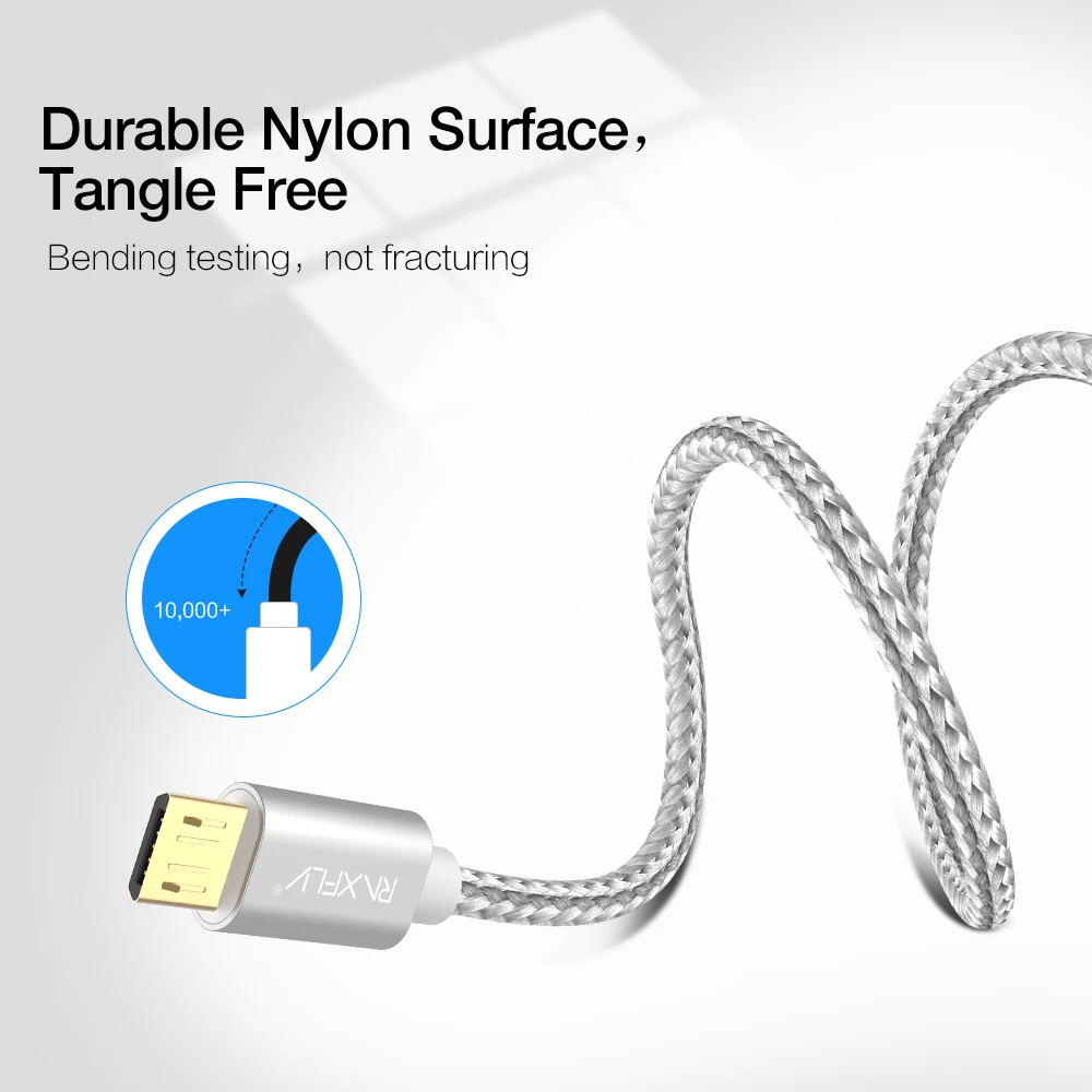 RAXFLY Micro USB зарядный кабель для Xiaomi Note 5 2.1A быстрое зарядное устройство мобильный