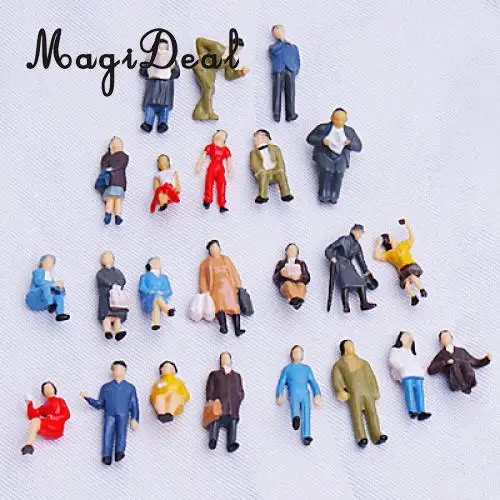 Hot Sale Painted People Figures Bench Lamppost Lights Model for Park Garden Street Station Platform Layout Scene Children Toys