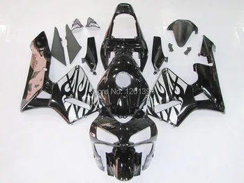 Billige 100% Fit Spritzguss Verkleidung Kits Für HONDA CBR600RR F5 03 04 CBR600 RR 2003 2004 CBR 600RR 03 04 Flamme Schwarz Verkleidungen + 100% Fi