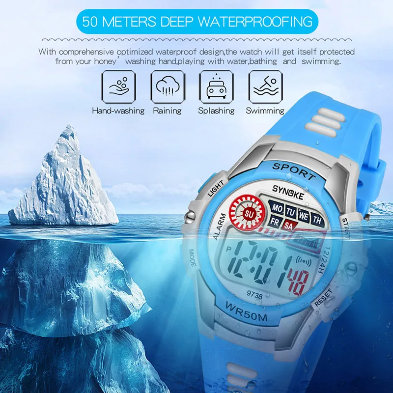 

Droppshiping 1 Pcs Children Kids Student Digital Electronic Watch Waterproof Round Dial Adjustable Strap BFJ55