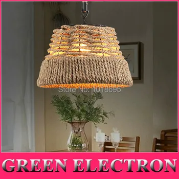 

American Village Vintage Chandelier Handmade Knitted Pure Hemp Rope Light Retro Restaurant Bar Creative Balcony Aisle Light