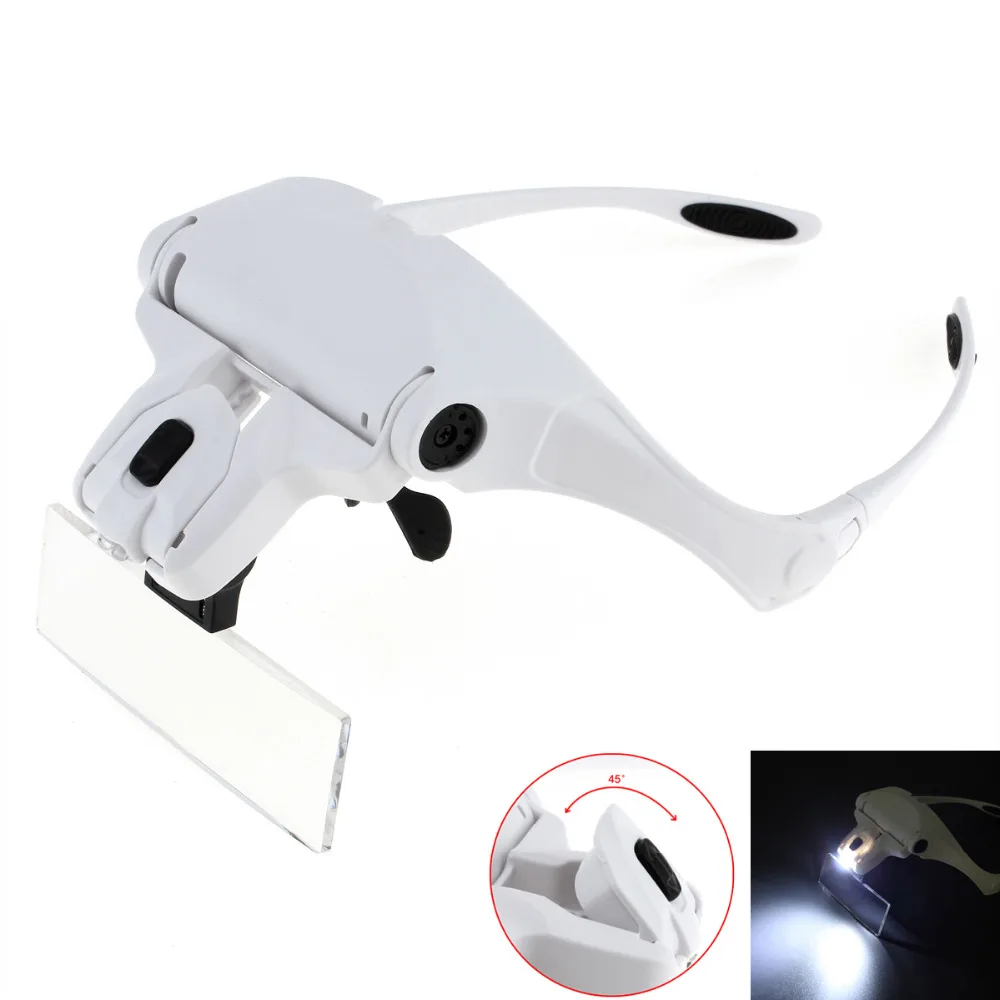 New 1.0X 1.5X 2.0X 2.5X 3.5X 5 Lens Adjustable Loupe Eyeglasses Bracket / Headband Magnifying Glass Magnifier with Light | Инструменты