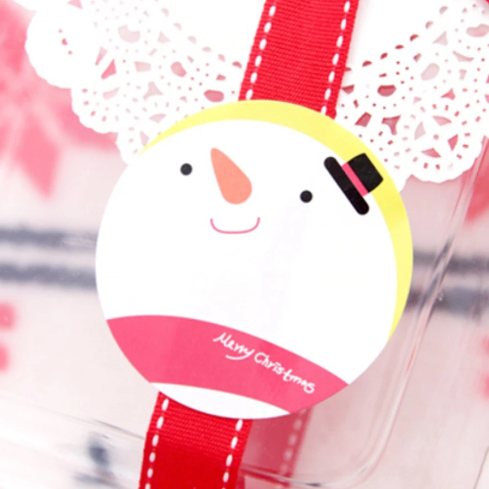 

120pcs Cartoon Santa Claus Snowman Circular Scrapbooking Stickers Sealing Labels Package Bakery Chocolate Cookie Cake Food Tags