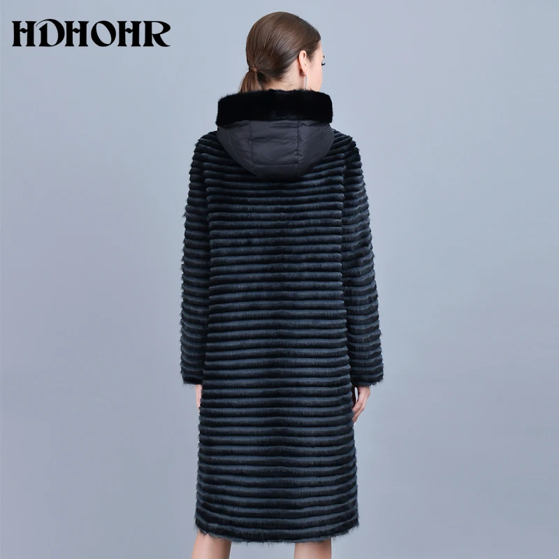 HDHOHR 2018 New Real Fur Coat Women Natural Mink Fur Coats With Down Double Side Wear Genuine Leather Warm Jacket Lady Fur Coat
