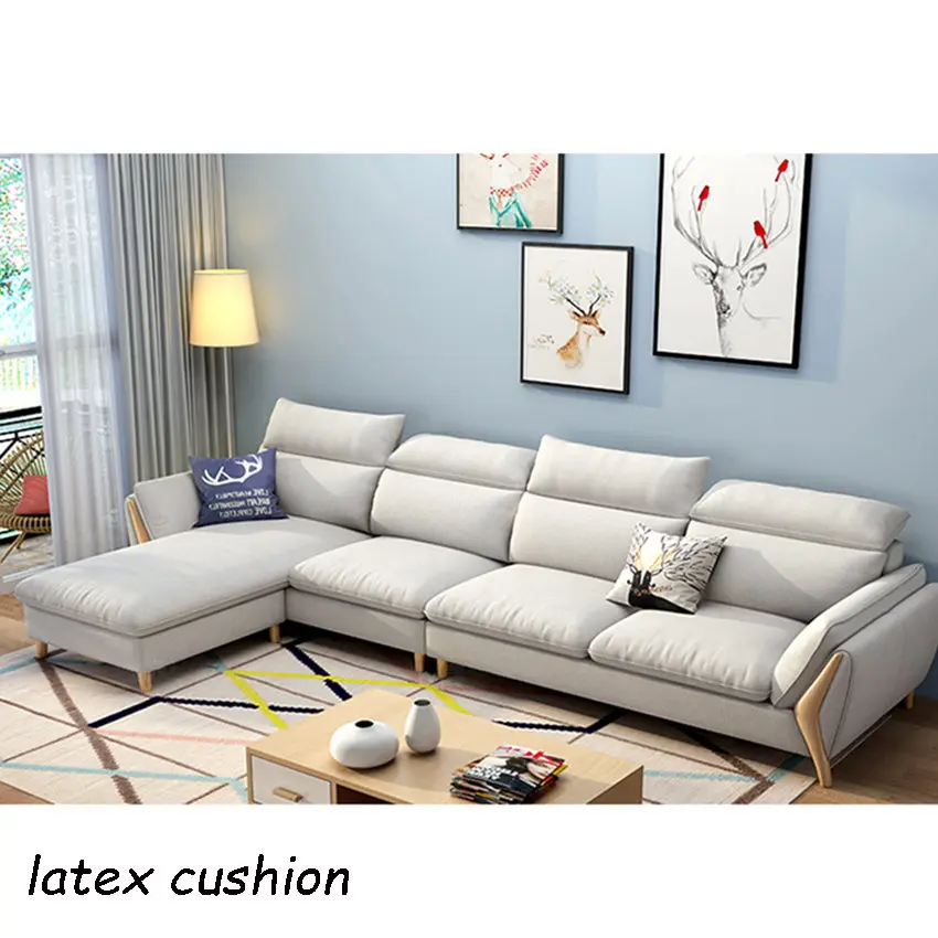 MG001 006 хлопок-лен диван набор губка/латексная подушка твердый диван с деревянным каркасом Комбинация Гостиная секционная кресло - Цвет: A