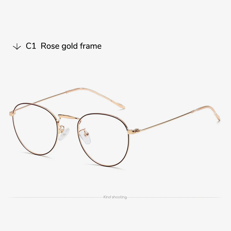 Toketorism анти синий светильник очки металлическая оправа круглые очки для женщин и мужчин 580 - Цвет оправы: brown rose gold