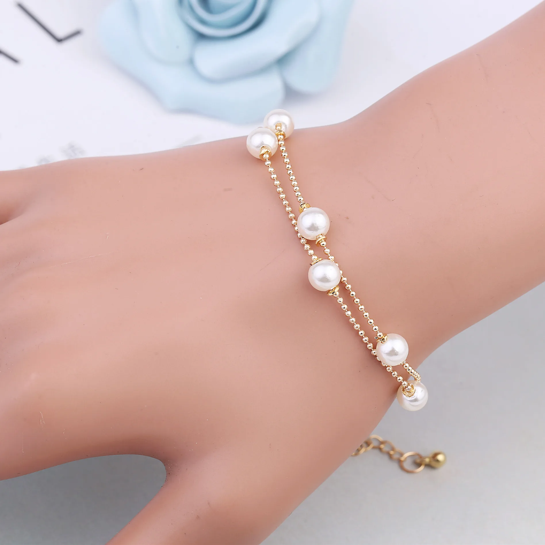 

Metal Bracelet Imitation Round Pearl Bracelet Simple Beach Souvenir Pulceras Para Mujer Moda 2019 Armband Damen Women Femme