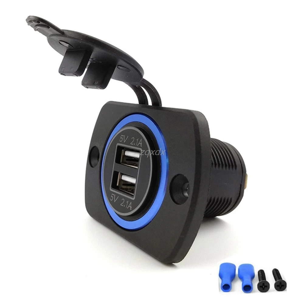OOTDTY DIY 12 V 24 V المزدوج USB شاحن سيارة لوحة الطاقة 5 V 2.1A للهاتف سيارة قارب البحرية Z11 قطرة السفينة