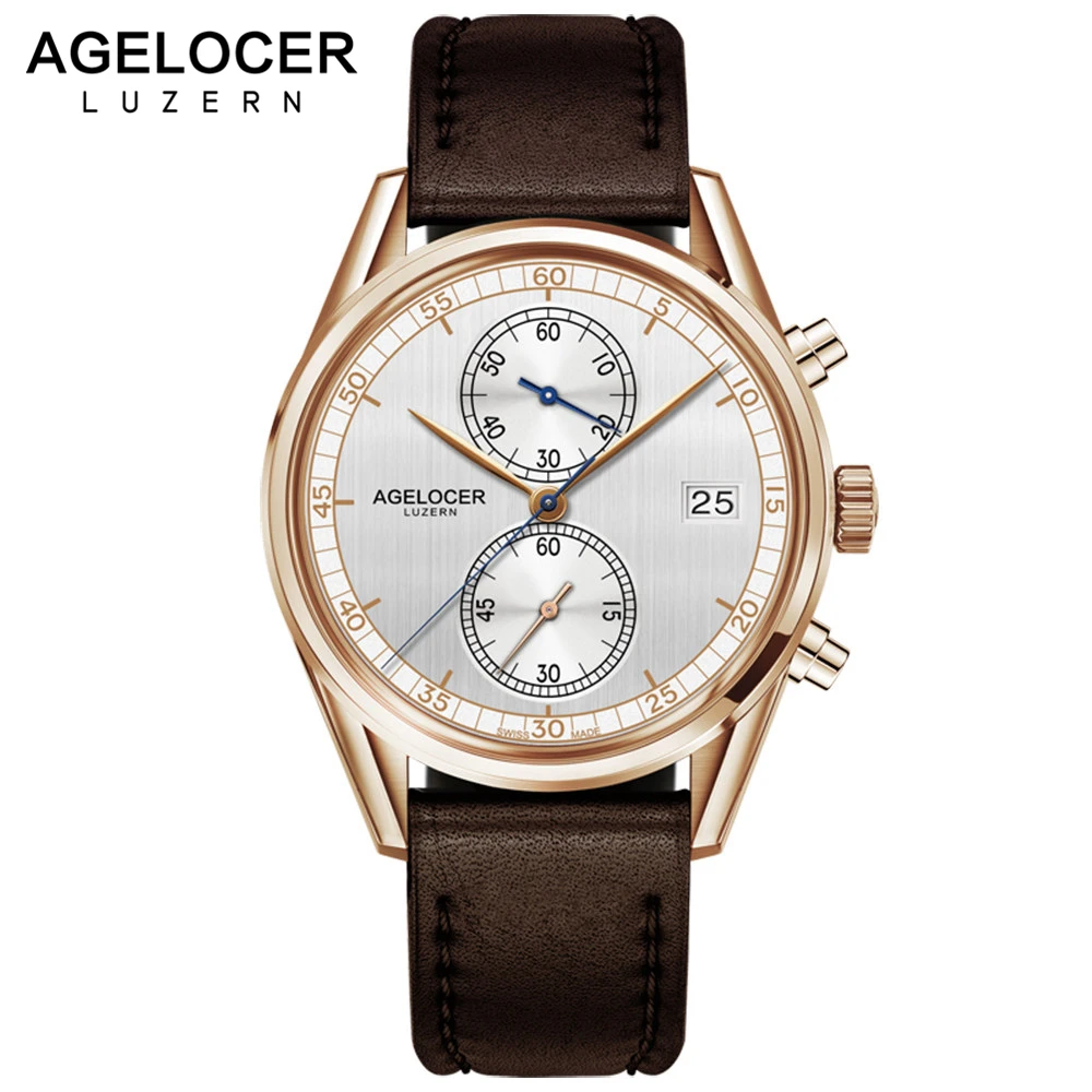 

AGELOCER men famous brand chronograph portuguese electronic watch men Analog With Stainless Steel Band erkek kol saati